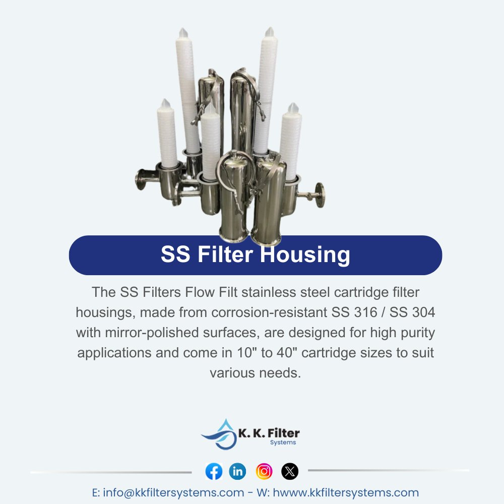 KKFilterSystems's tweet image. Introducing SS Filters Flow Filt Stainless Steel Cartridge Filter Housings, crafted from premium SS 316 / SS 304 for outstanding corrosion resistance, featuring mirror-polished surfaces for hygiene and durability, ...