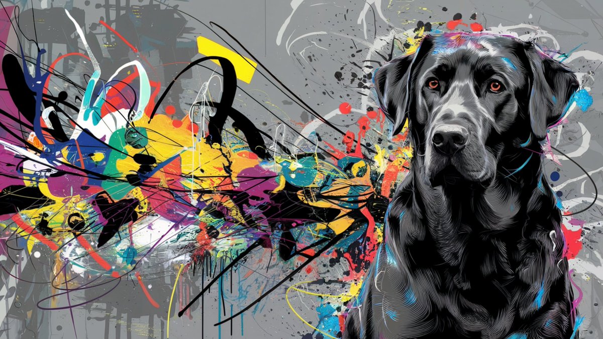 jaybellew's tweet photo. The younger me would never have guest that someday one of my hobbies would be making ai art of my dog.... younger me probably thought it would be like sky diving or alligator wrestling or something... sorry young Jay ... turns out we make dog art... #NewPhaseUnlocked #AIart  #DogLife