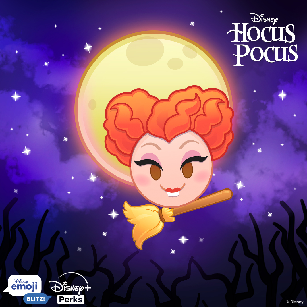 disneyemoji's tweet photo. We've reached our final free giveaway for Disney+ subscribers! You can now redeem a free Winifred Sanderson emoji through October 31st! Check out the Disney+ Perks page for more info. And don't forget to play our Hocus Pocus Clear Event starting on October 24th. ✨ 🪄 https://t.co/kJV9xT9sa8