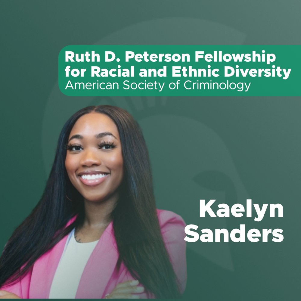 Kaelyn Sanders (<a href="/kaelyn_sanders/">dr. whistledown</a>) has received an <a href="/ASCRM41/">Amer Soc of Crim</a> Ruth D. Peterson Fellowship for Racial and Ethnic Diversity.

Congratulations Kaelyn - well earned!

Read more: cj.msu.edu/news/2024-sand…

#AdvanceJustice #MSUSocialScience