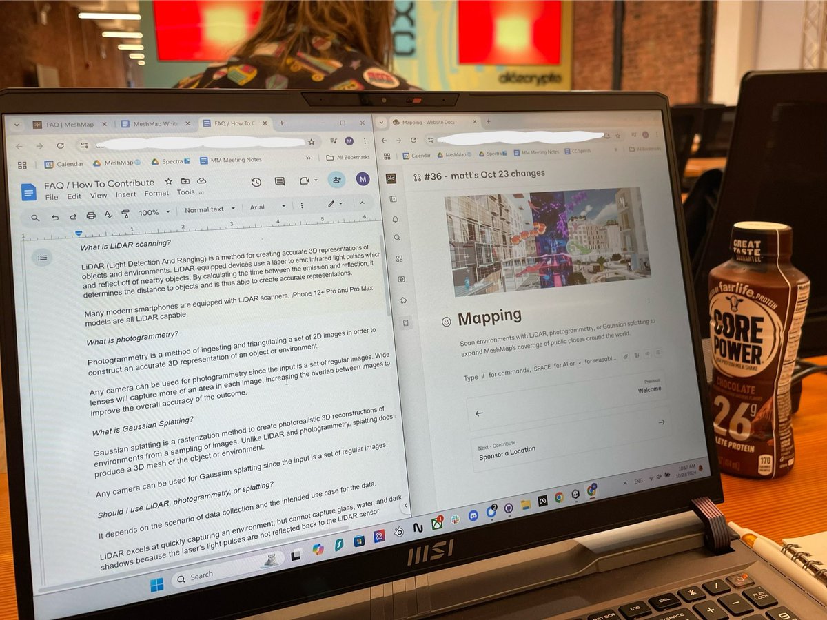matt_kudo's tweet photo. Updated our docs this morning in anticipation of our web app & first game @CityChampXYZ going to public pre-release next week.

Turned it into a thread in case people are curious about the basics of LiDAR scanning, photogrammetry, and Gaussian splatting🤳 and how it relates to @meshmapxyz 🌐