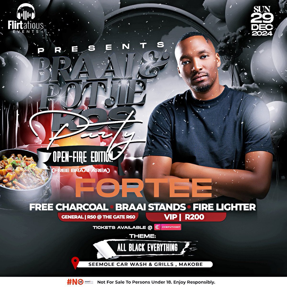 Sunday 29 December | Braai &amp; Potjie Kos party <a href="/DjFortee/">DJ FORTEE</a>