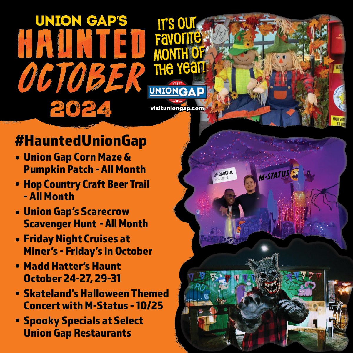 UnionGapWA's tweet photo. #SmallTownTourismChat a1 - one way to get involved and get a sense of community is to tap into all that is happening when you arrive. If you hit #UnionGapWA in October there's a ton to do from mazes and pumpkin patches to our annual #ScarecrowScavengerHunt https://t.co/fnhVuLI5vL