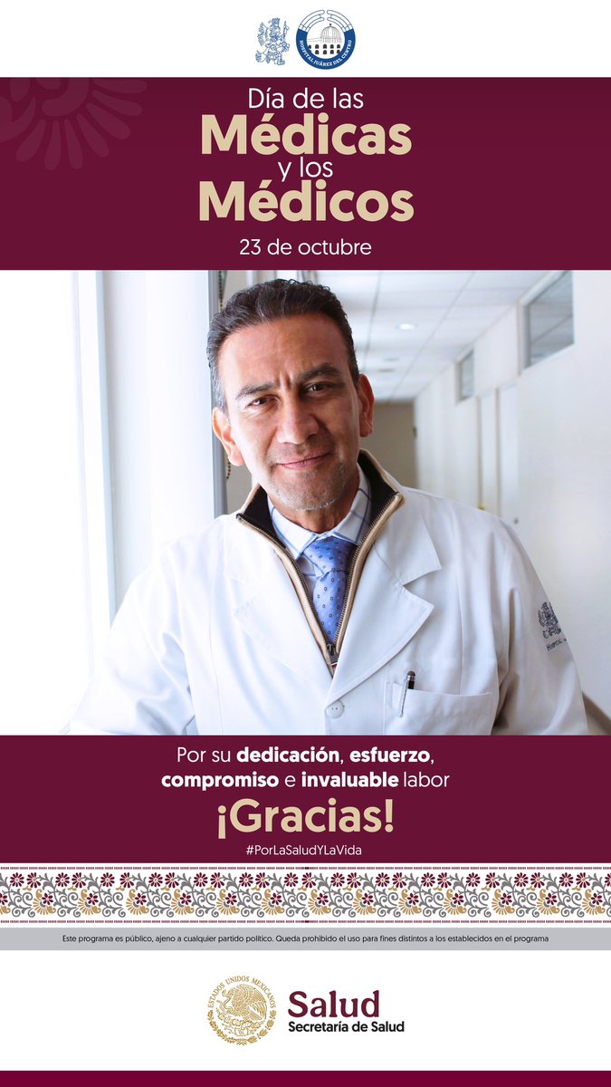 HJCentro's tweet photo. 23 de octubre I Día de las #Médicas y los #Médicos 👩🏻‍⚕️👨🏻‍⚕️🩺

Hoy celebramos a todas las médicas y médicos, quienes dedican su vida a cuidar de nuestra salud.

¡Gracias por su vocación y entrega! 👏🏼 🩺

#PorLaSaludYLaVida
@fans destacados https://t.co/2Tv5sm2Wr6