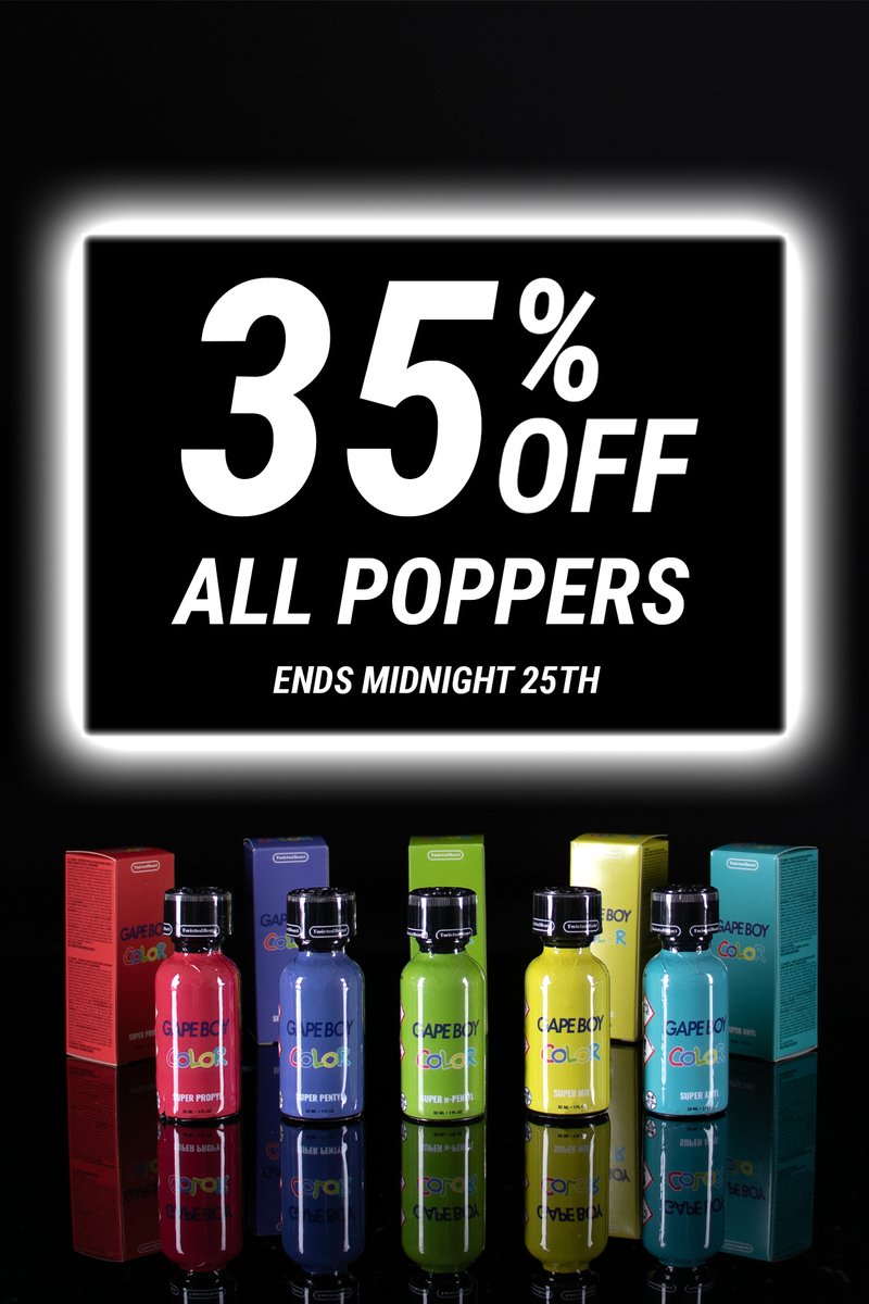 HEY! GUESS WHAT?

I dunno, no big deal. Just 35% off all poppers or whatever. 

Please don't spend too much, we'll cum 👉👈