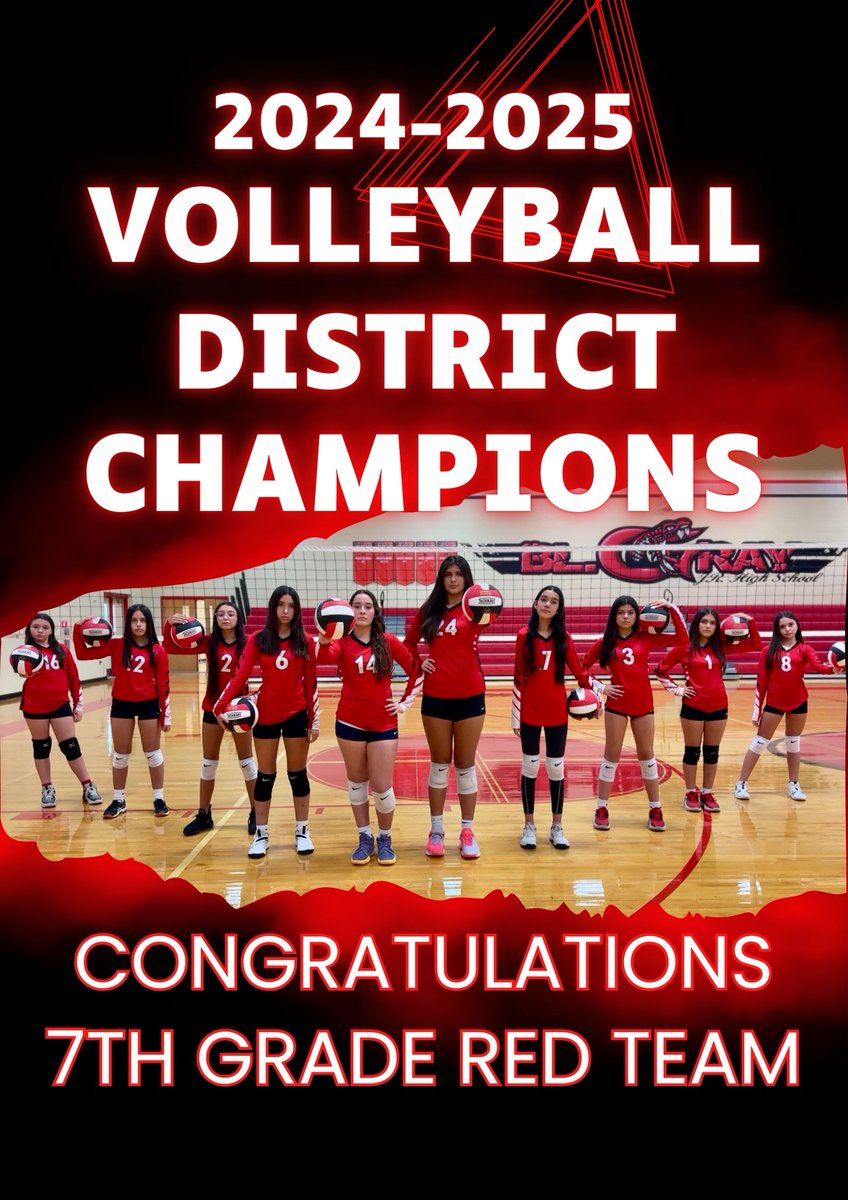 Our 7th grade Red Team won their game against Shary North Junior High on Monday evening giving them the title District Champions. The 7th grade red team won every single district game and tournament they played this season. Congratulations girls!