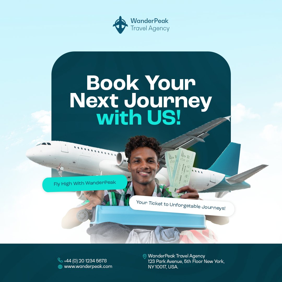 NobleVerse_'s tweet image. 🌟 Day 3 of 15: Travel Agency Design✈️

Today&apos;s challenge was a social media post for a travel agency.  After some exploration, I finally got it right🤭

How would you rate this design on a scale of 1-10? 💬

#DesignChallenge #graphcdesign #Travelagency #socialmediadesign #flyer