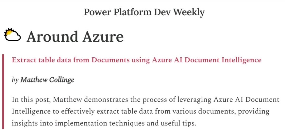 matt_collinge's tweet photo. I'm proper chuffed with this 😊. I've subscribed to the Power Platform Dev Weekly newsletter for over two years and today, I have found out that my latest blog post has been included in issue #235!!!

https://t.co/5Bk1X8Nqkv https://t.co/oTciFMcO38