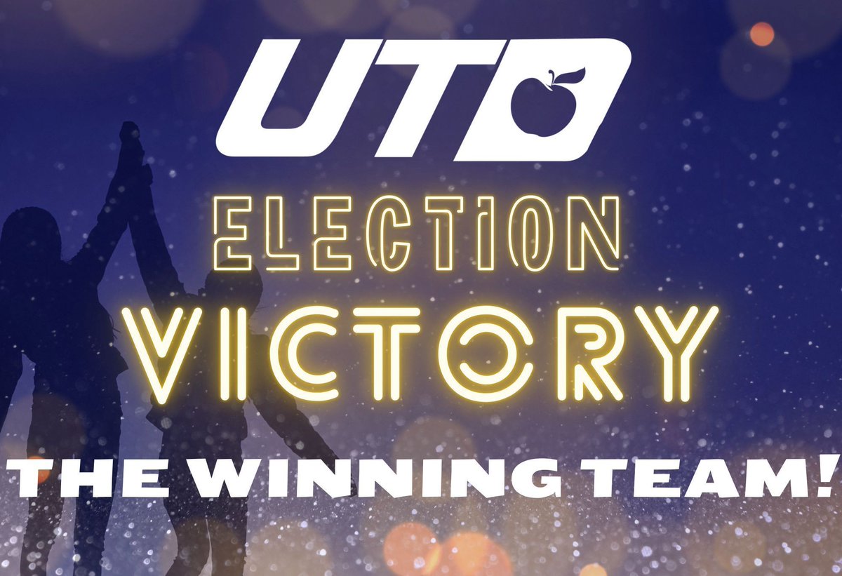 UTD_AFT1974's tweet photo. With 83% of the vote, UTD won the election to determine representation for M-DCPS faculty and staff by a landslide!
We remain the exclusive bargaining agent for all public school teachers and ESPs in Miami-Dade.
#CountMeInUTD
#ImStickingWithMyUnion https://t.co/MXh1Uk75HP