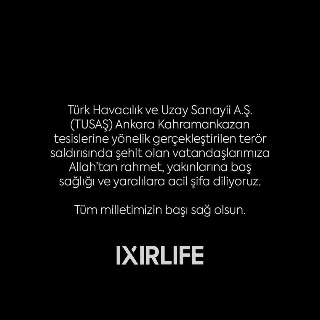 ixirlifeplus's tweet photo. Türk Havacılık ve Uzay Sanayii A.Ş. (TUSAŞ) Ankara Kahramankazan tesislerine yönelik gerçekleştirilen terör saldırısında şehit olan vatandaşlarımıza Allah’tan rahmet, yakınlarına baş sağlığı ve yaralılara acil şifa diliyoruz. 

Tüm milletimizin başı sağ olsun. 🇹🇷

#TUSAS https://t.co/eTG3vWX3IY