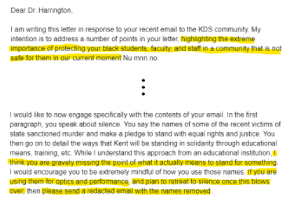 DannyBarocas's tweet photo. @KDSsundevil 
BLACK@KDS HIGHLIGHT 2
Also in 2020, Havana McElvaine wrote an Open Letter to the KDS Head of School, Dr. Randall Harrington with over 700 signatures!!

NO RESPONSE - KDS only cares about its optics.
https://t.co/6Dm0GXG1lA https://t.co/oOgLERESGn