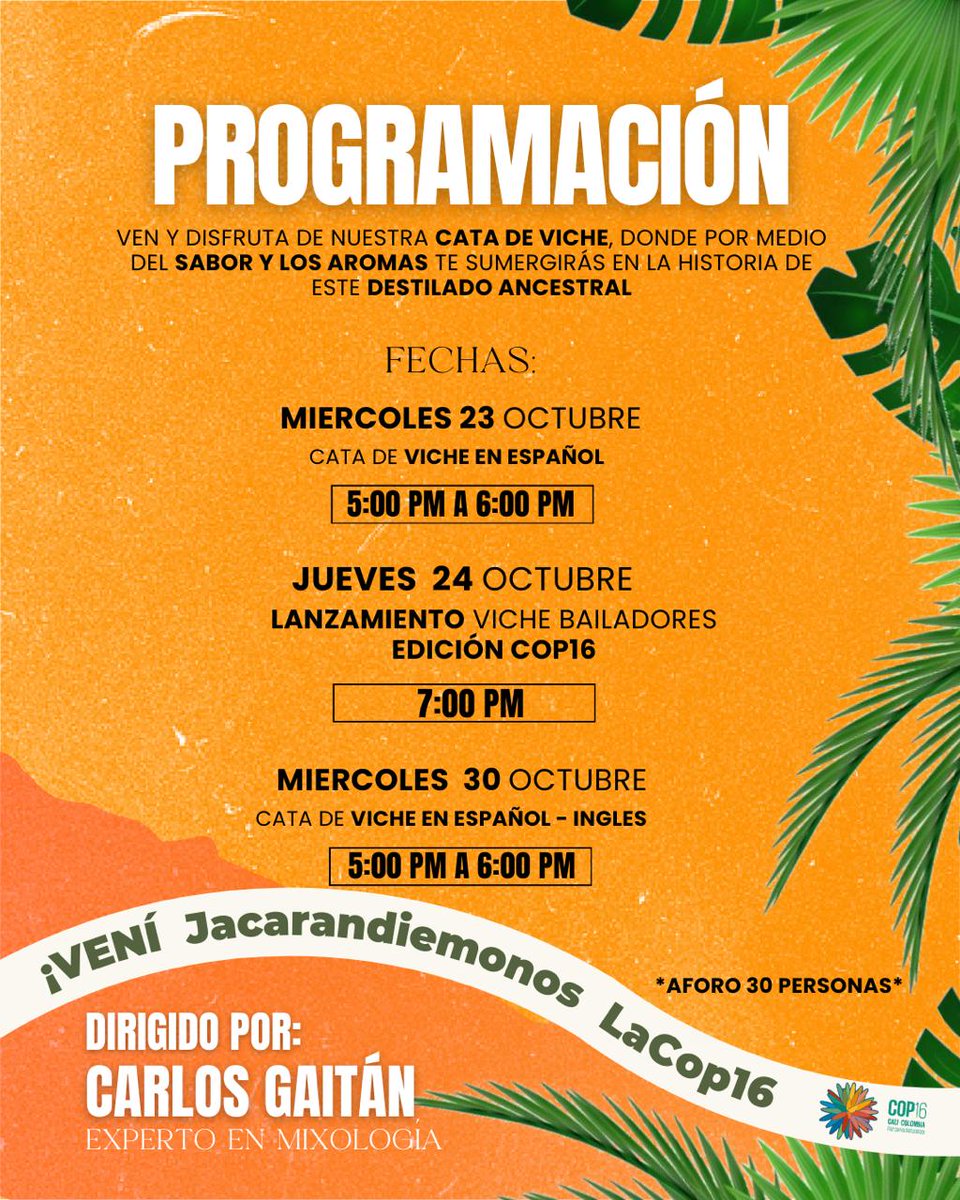 FelipeRamois's tweet photo. #COP16Cali #COP16Colombia
Dos imperdibles de la zona verde HOY en la @COP16Oficial
Salí de la oficina a parcharte la ciudad
#MovetePorCali https://t.co/7EwB1PIcLg