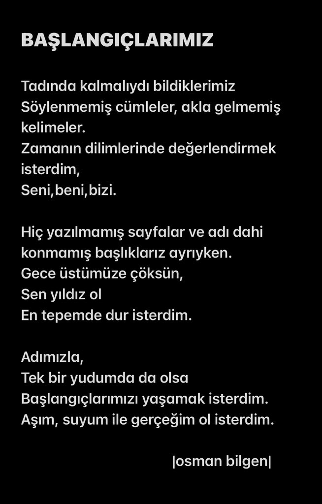 TL4CK's tweet photo. Söylenmemiş Cümleler
Tadında Kalanlar
Gece ve Yıldız
Başlangıçlarımız https://t.co/rboakS5lYa