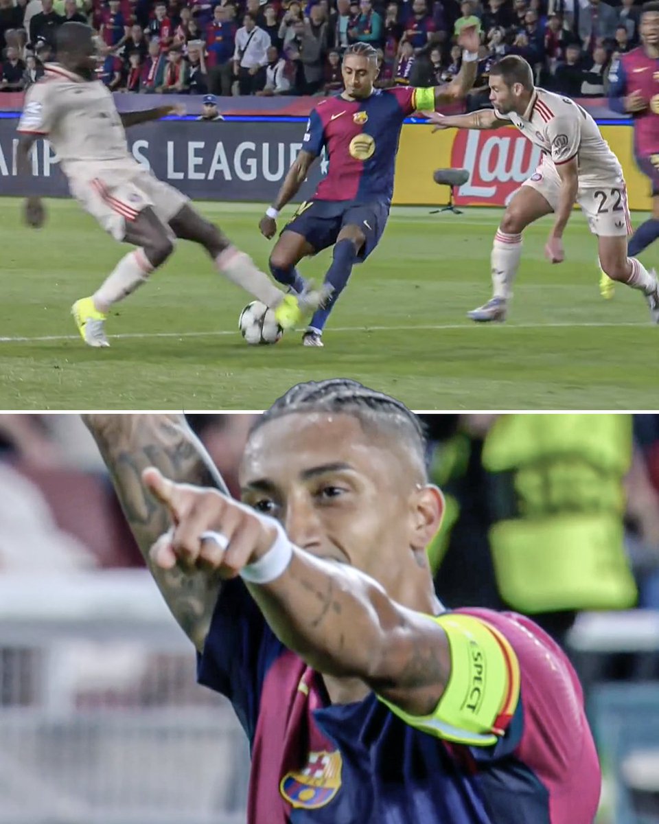 ESPNFC's tweet photo. RAPHINHA DOUBLE AND HE'S ON FIRE!!

AN UNREAL RIGHT FOOT STRIKE TO THE FAR POST!

BARCELONA 3-1 BAYERN MUNICH 🔥🔥🔥 https://t.co/OlOlVWvPSH