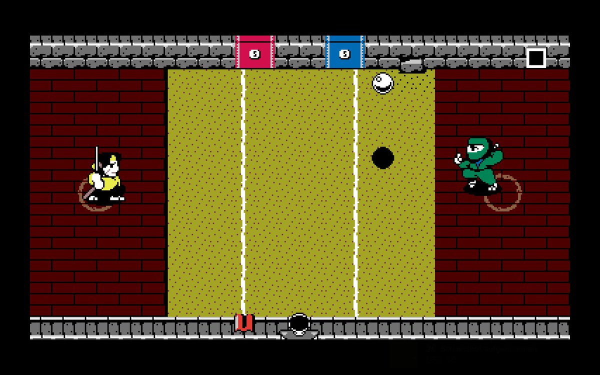 #JustBeatIt <a href="/polykill/">polykillpodcast.bsky.social</a> Bushido Ball (UFO 50). A samurai tennis/dodgeball game. Strike the ball past the opponent with your weapon and dodge attacks. Who's having 8 points wins. To beat the game, you have to win 5 matches. Due to infinite continues, I was able to do so. Solid game.
