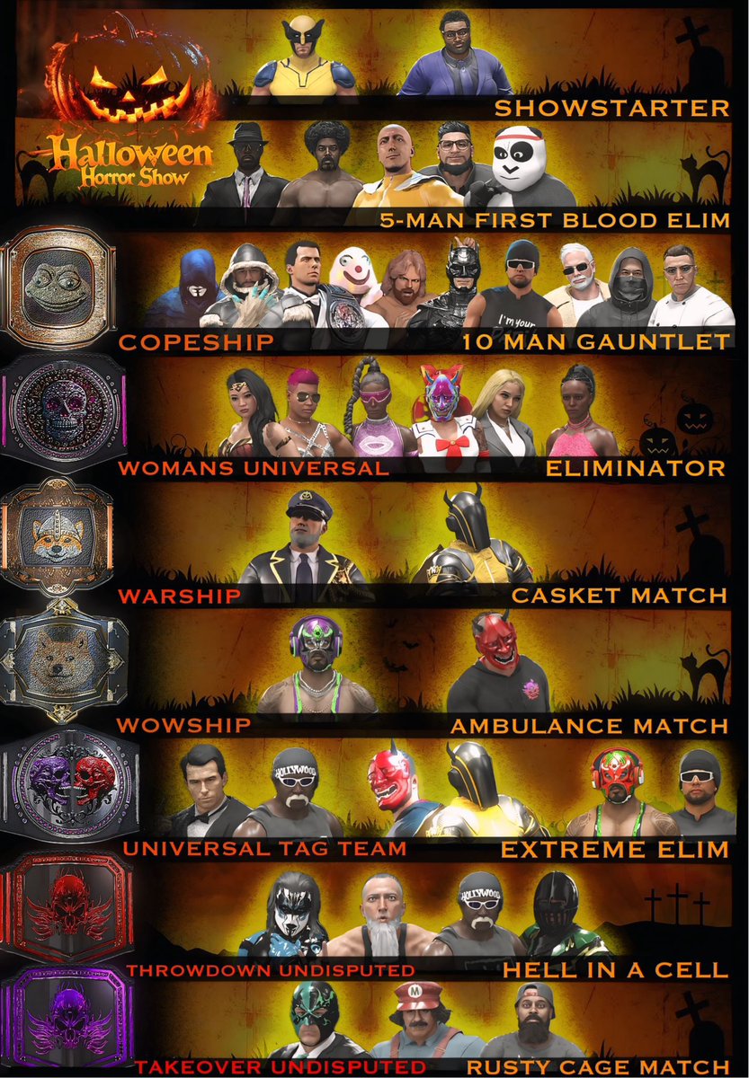 DefiWrestling's tweet photo. The official card for #HalloweenHorrorShow
2/2 https://t.co/L8jhPzZJGq