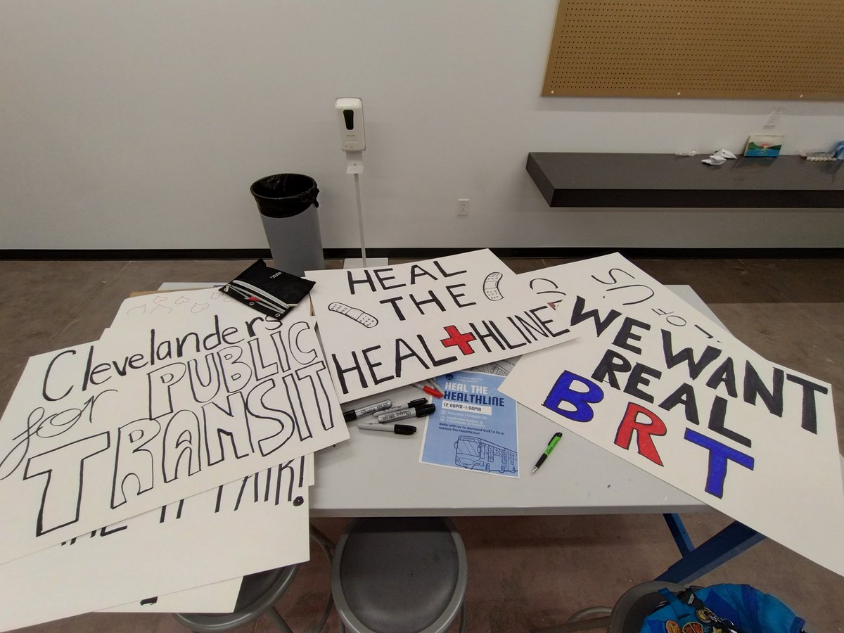 CLEforTransit's tweet photo. Getting ready for Saturday's rally! Come on out at 12pm Public Square! 
#healthehealthline https://t.co/u3w62vNVha