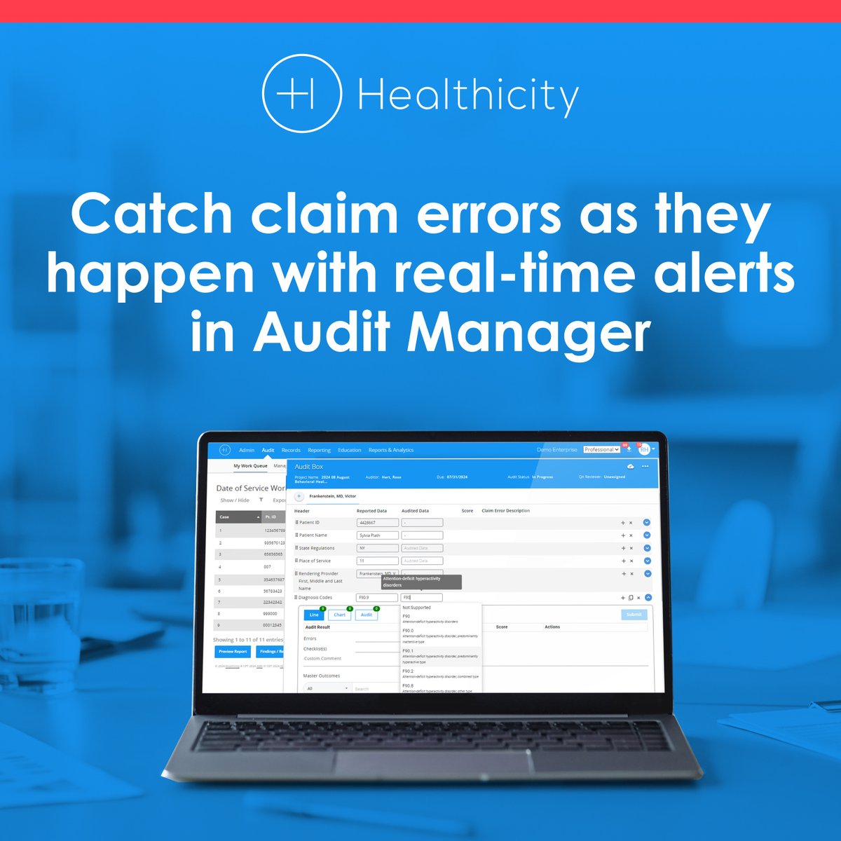 healthicity's tweet image. Healthicity's Audit Manager allows you to improve your auditor’s accuracy, instantly. ✔️

Leverage real-time feedback for NCCI rule violations and other claim alerts. Find out more: hubs.la/Q02SNkmr0

#auditing #healthcare #billingandcoding