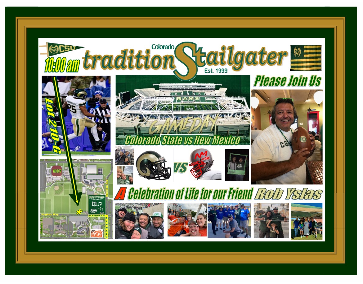 camschorizo's tweet image. Please join us this Saturday as we celebrate the life of our dear friend @robyslas. @CSUFootball tailgates will never be the same. Tequila/mezcal toasts in Rob's honor will be poured at 12, 1, and 2. Thanks to @3JRiles for the perfect flier. #Ramily #RIPRob