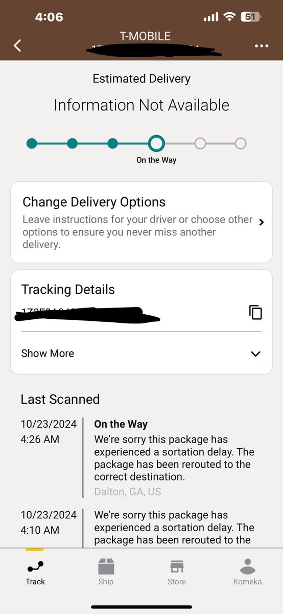 MzPretty007's tweet photo. @UPS WHERE IS MY PACKAGE? It was scanned into a hub in Atlanta which is also the delivery city. How and why did it get to Dalton, GA? I need answers ASAP! https://t.co/voF8y3GfYN