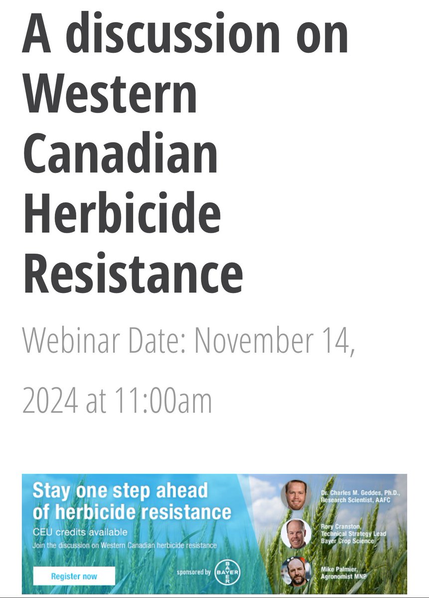 Leigh (@jetleighh) on Twitter photo New and suspected resistance, management strategies, and new technologies - learn from the experts!
Register here: topcropmanager.com/webinars/a-dis…
#AgChat New and suspected resistance, management strategies, and new technologies - learn from the experts!
Register here: topcropmanager.com/webinars/a-dis…
#AgChat