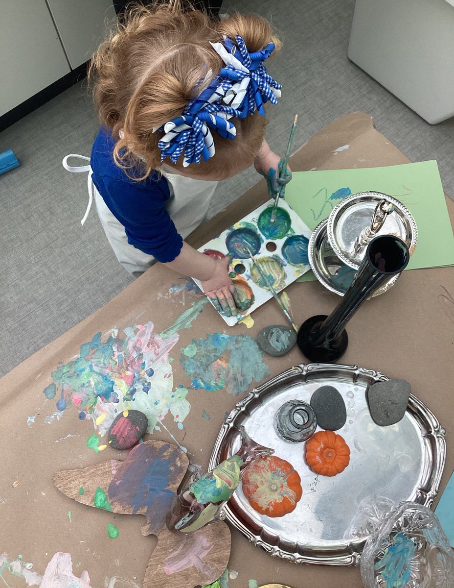 Marresshouse's tweet image. Nurturing creativity by painting household objects in the under 3’s today. Household objects are familiar to the child, and painting them adds an imaginative layer, encouraging them to think creatively about ordinary things and their function in new ways. #childcenteredlearning