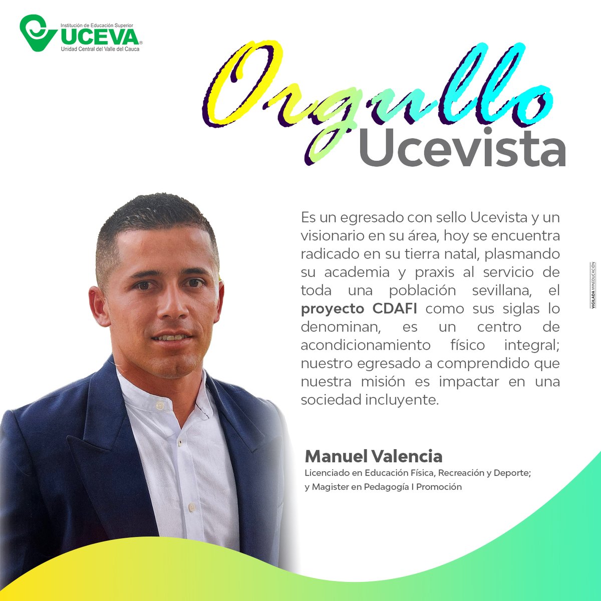 ucevacol's tweet image. 💚En la UCEVA exaltamos la excelencia y dedicación de nuestros egresados, estudiantes y docentes.
En está ocasión nuestro egresado Manuel Valencia, tiene el privilegio de destacarse en #orgulloucevista 👏