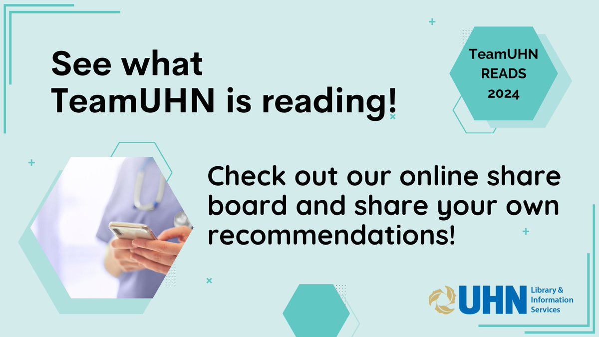 What’s a book or resource you'd recommend to learners at UHN?

Celebrate Medical Libraries Month with UHN Libraries and see the books and resources that inspire TeamUHN on our online share board! UHNLibraries.ca/teamUHNreads
