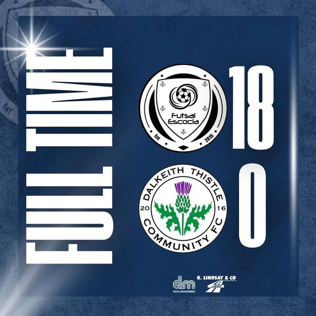 𝗙𝗧: 𝗘𝗦𝗖𝗢𝗖𝗜𝗔 𝗕 1️⃣8️⃣-0️⃣ 𝗗𝗔𝗟𝗞𝗘𝗜𝗧𝗛 𝗧𝗛𝗜𝗦𝗧𝗟𝗘

Conor Mackenzie | 2’ 9’ 36’
Cameron Stevenson | 6’
Alex Sorlei | 9’ 11’ 27’ 35’
Adam Naylor | 13’ 21’ 25’ 30’
Adam Prior | 25’ 27’
Arthur Campbell | 32’
Kenzie McDonald | 35’
Kye Jones | 39’ 39’