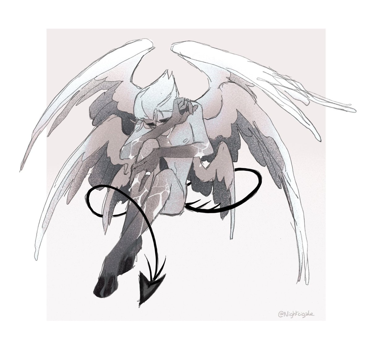 Broken angel, he needs to be cared for and protected! Please and thank you! 🤍