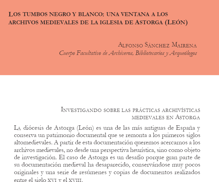 El 'Tumbo Negro' y el 'Tumbo Blanco' son claves para entender las prácticas archivísticas de la Iglesia de Astorga (León) en la Edad Media.
#Cartularios
#Tumbos
#ArchivosMedievales

academia.edu/37333169/Los_T…