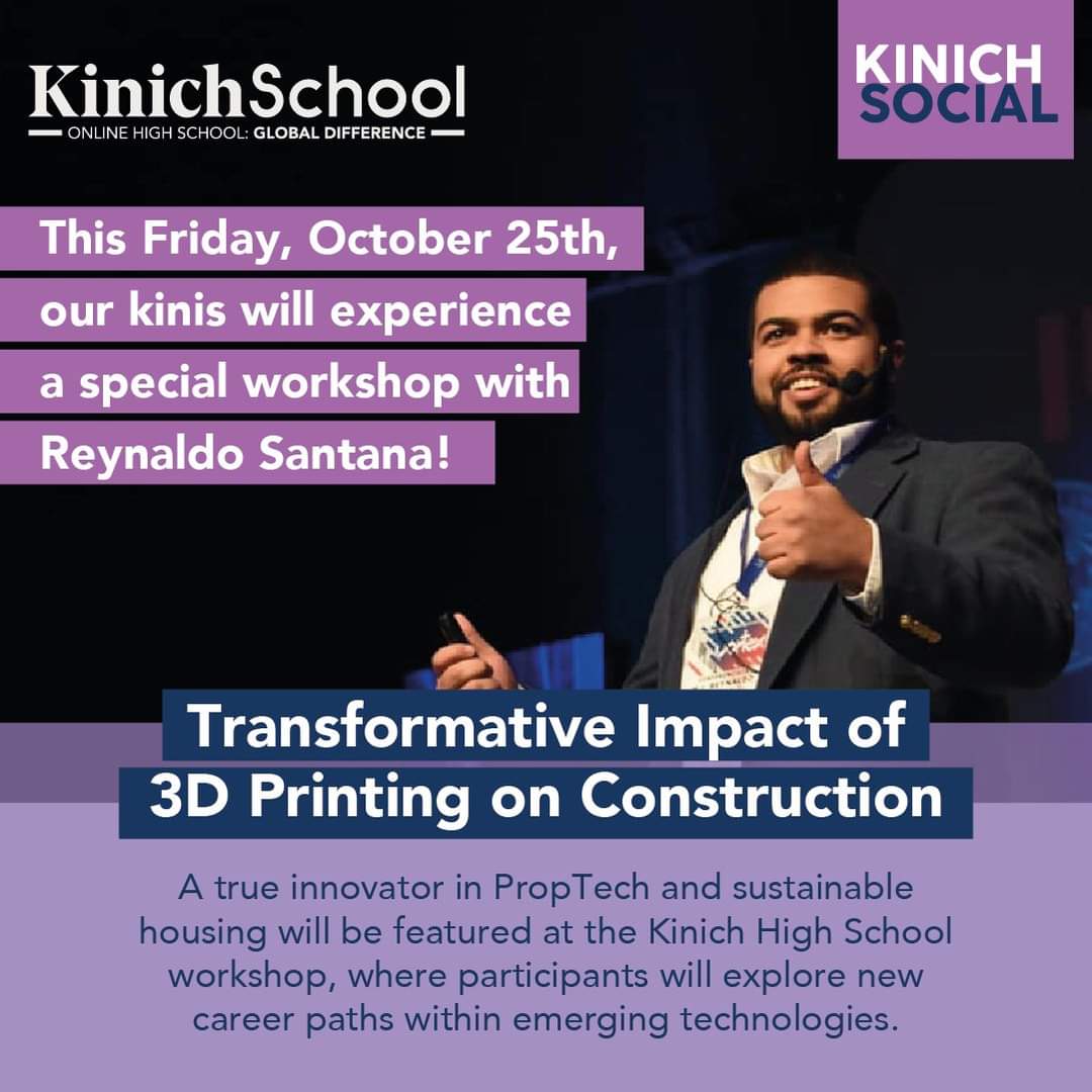 KinichSchool's tweet photo. Kinich Social is honored to host Reynaldo Santana, an expert in #3Dprintingconstruction and #sustainablehousing. With his extensive experience in #emergingtechnologies and #leadership, Reynaldo will share insights on how these innovations are creating new career opportunities. 🚀 https://t.co/Fcnafc92Ht