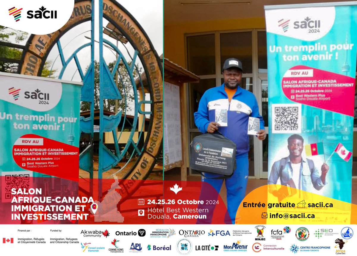 SACIICA's tweet photo. Notre équipe est allée à votre rencontre partageant informations sur les opportunités du SACII.
📅24, 25, 26 Oct.2024
📍Hôtel Best Western, Douala
👉 Inscrivez-vous 𝙂𝙍𝘼𝙏𝙐𝙄𝙏𝙀𝙈𝙀𝙉𝙏 : 𝙬𝙬𝙬.𝙨𝙖𝙘𝙞𝙞.𝙘𝙖/𝙞𝙣𝙨𝙘𝙧𝙞𝙥𝙩𝙞𝙤𝙣 https://t.co/c4ypqXeS4a