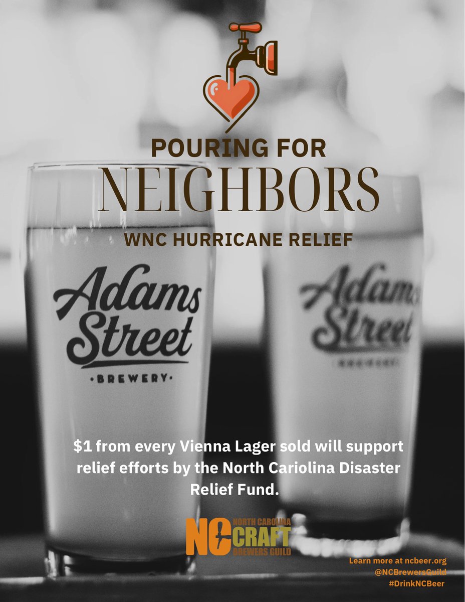 Hurricane Helene has hit Western NC hard, but we can help rebuild—pint by pint. $1 from every Vienna Lager sold supports the NC Disaster Relief Fund. #NCStrong #DisasterRelief #DrinkForACause #SupportLocal