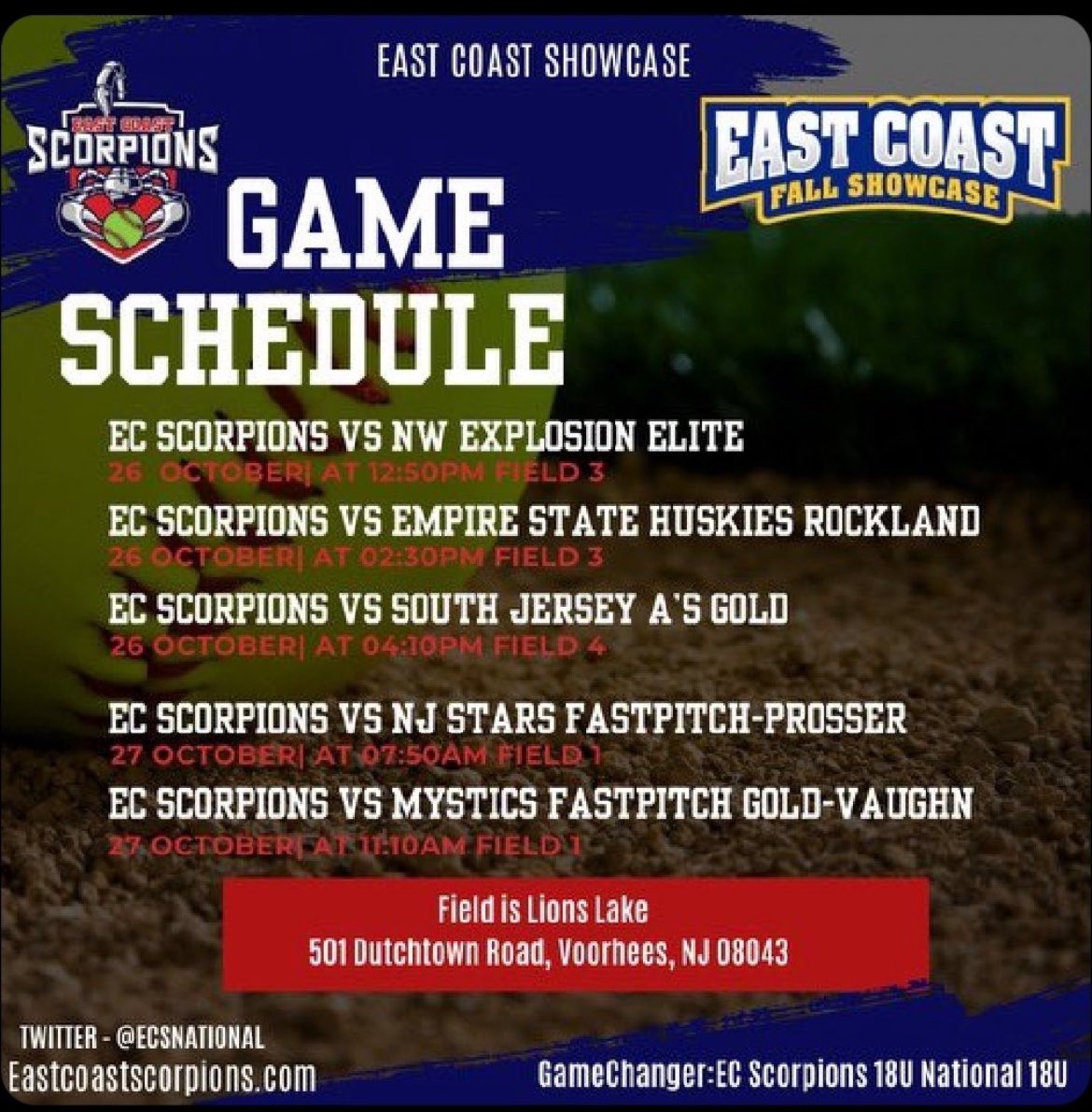 So excited to take on the talent at East Coast Showcase in NJ. Hope you can catch a game! <a href="/coachkate_sc/">Kate Bowen</a> <a href="/CoachLouAMC_SB/">Lou Bunosso</a> <a href="/STAHawksSB/">Saint Anselm Hawks Softball</a>