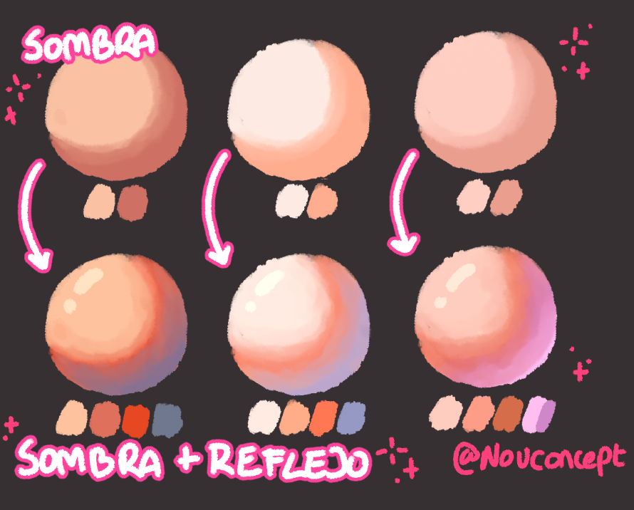 nouconcept's tweet photo. Añadir reflejos y medios tonos puede ayudar a dar muchísima profundidad a tus dibujos 🎨✨ (ejemplo aplicado en piel) https://t.co/Mb6Scx7fok
