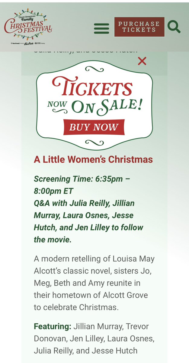 Come meet the cast of LITTLE WOMEN in person and attend our premiere in NY on November 30th &amp; December 1st. Tickets are available at the link below

…atamericanfamilychristmasfestival.com