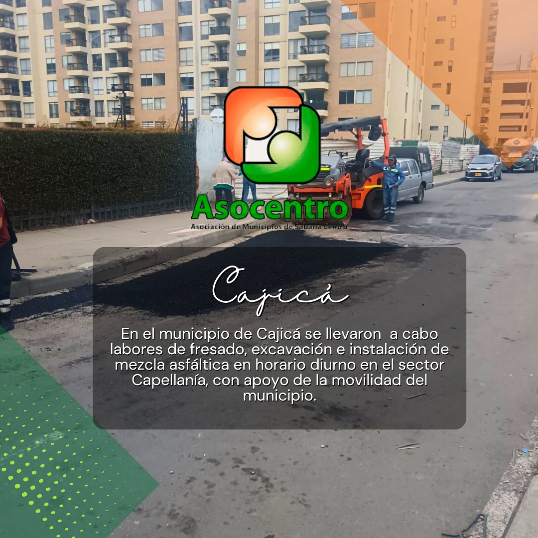 Asocentro_'s tweet photo. 📷#Asítrabajamos En el Municipio de Cajicá se llevaron a cabo labores de fresado, excavación e instalación de mezcla asfáltica en horario diurno sector Capellanía con apoyo de movilidad del Municipio.
📷#Asocentro #Cajicá #SabanaCentro #UnaGranRegion  #Capellanía https://t.co/TXiPm0FrQV