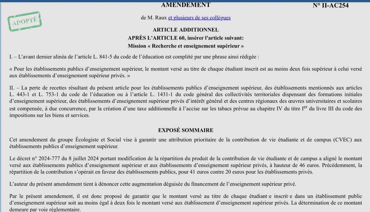 JeanClaudeRaux's tweet image. En catimini, le Gouvernement avait fait un cadeau doré aux établissements privés en augmentant leur part de la #CVEC.

Totale contradiction avec les difficultés rencontrées par les établissements d’enseignement supérieur publics. Ils doivent être prioritaires.