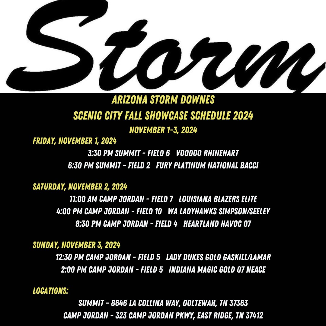 Scenic City Fall Showcase Schedule for November 1-3, 2024