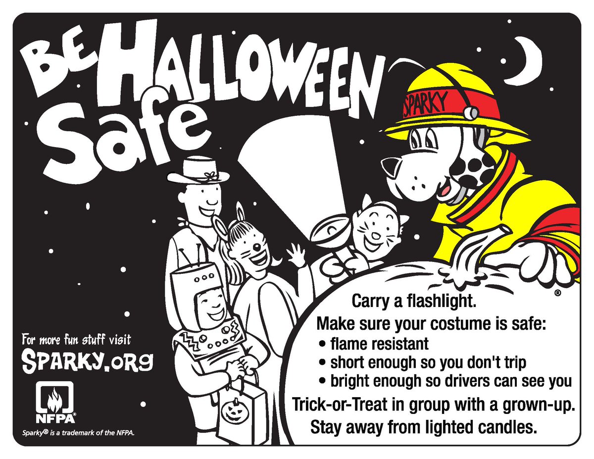 When choosing costumes, avoid loose fabric and features that dangle or drag behind the child. Keep costume sleeves tight. Look for a fabric label that reads “flame-resistant” or “flame-retardant.” #halloween #FireSafetyTips #FirePrevention