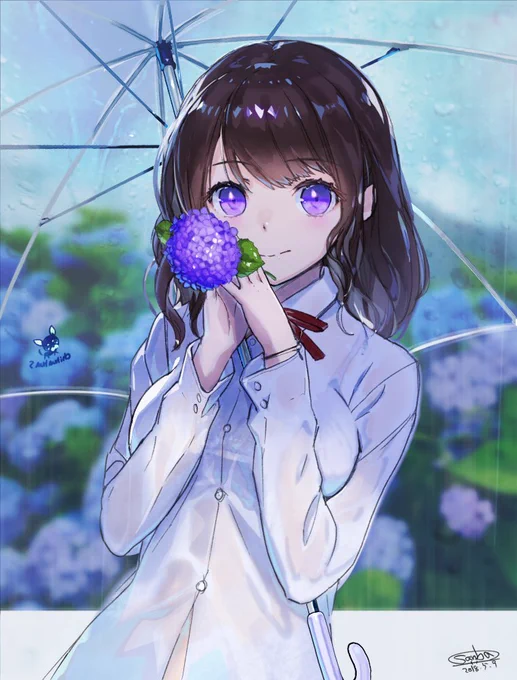 #見た人も無言で傘を構えた何かをあげる 
