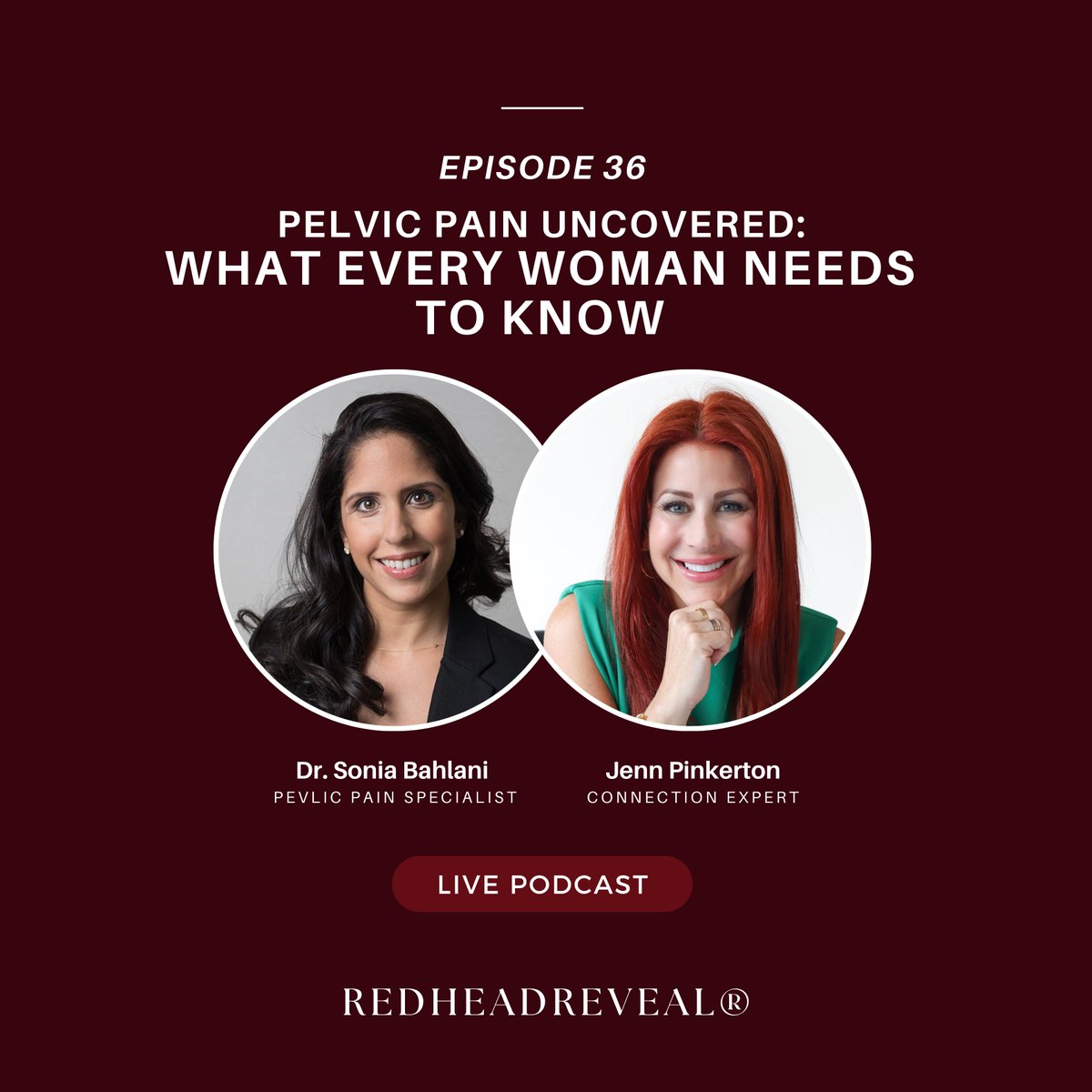 redheadreveal's tweet photo. New REDHEADREVEAL® episode!

This week, I’m joined by Dr. Sonia Bahlani, a leading pelvic pain specialist, to talk about breaking the silence around pelvic pain and how it impacts relationships, emotional well-being, and everyday life. https://t.co/JRTo20EYgz