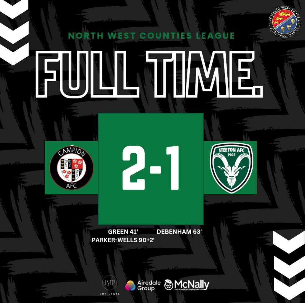 Steetonfc's tweet photo. FULL TIME | @CampionAFC 2-1 Steeton 

A brave and battling performance by the Chevvies as once more they have gone toe-to-toe with a side from the division above.

However, it is injury time heartbreak and an exit from this season's County Cup.

#chevrons https://t.co/EzXkTRKNhi