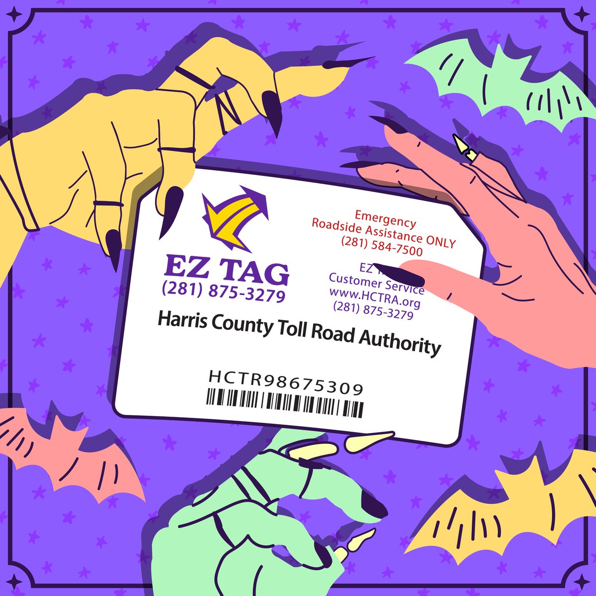 HCTRA's tweet image. 🎃👻Halloween is almost here! Keep your EZ TAG ready for smooth rides and no spooky surprises. If you’re trick-or-treating or heading to a fall fest, let EZ TAG handle the tolls! Sign up and Get your FREE EZ TAG 👉hctra.org/NewAccount/Per… #HCTRA #EZTAG #HalloweenReady