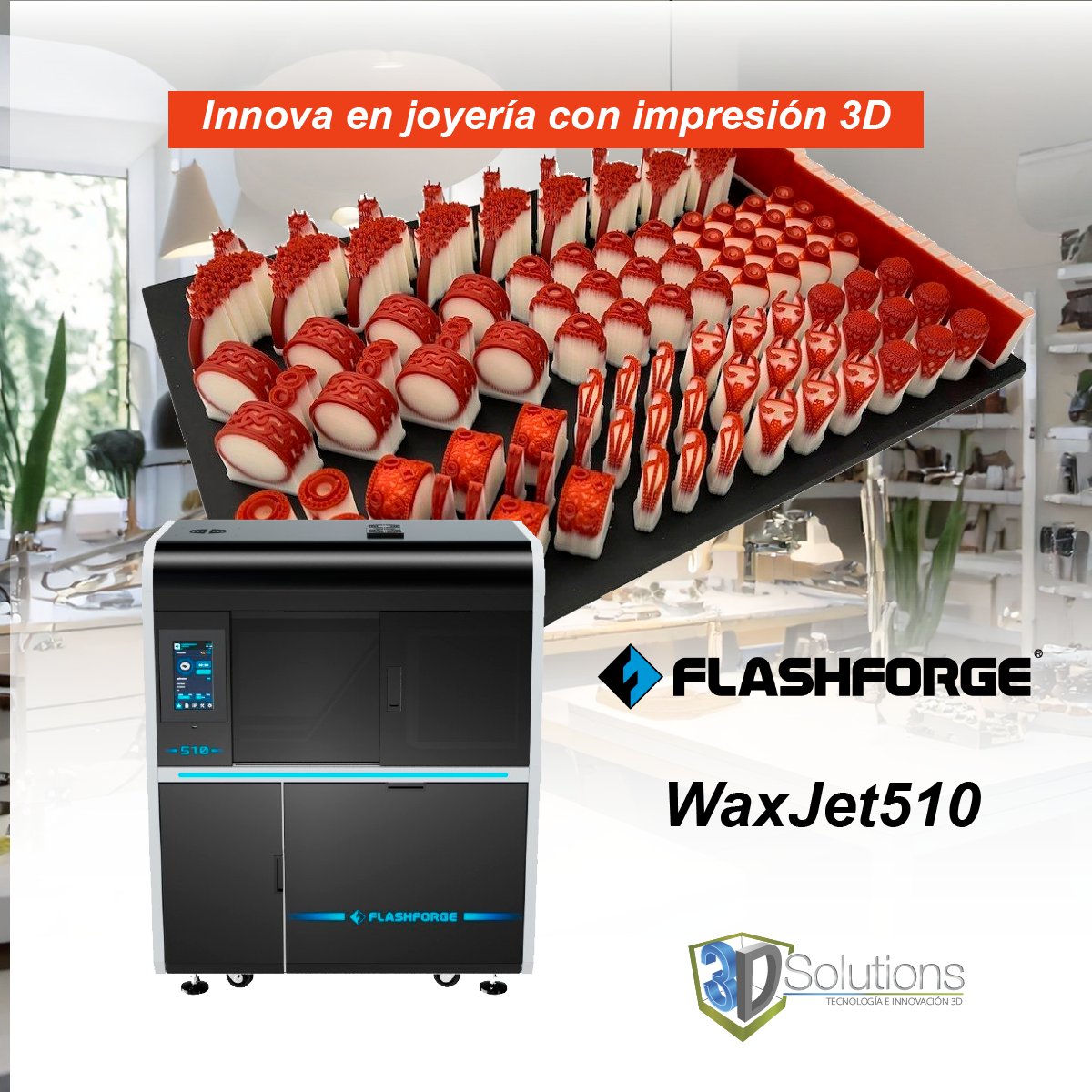 Diseña joyas con precisión y calidad de otro nivel. La WaxJet 510 de Flashforge en 3D Solutions te ofrece tecnología de punta para creaciones únicas. 💍✨
3dsolutions.com.co/joyeria3d
#Joyería3D #WaxJet510 #Flashforge #Tecnología3D #Innovación