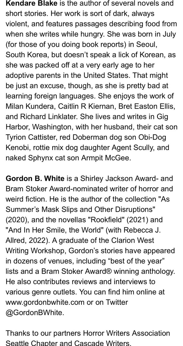 Gordon B. White (@gordonbwhite) on Twitter photo Hey pals! If you’re in Seattle, why not register for the Seattle Public Library’s “Horror Hangover: Beyond Stephen King” discussion with Sadie Hartmann, Kendare Blake, and *me*!  November 21, 7-8:30 pm, but you have to register in advance (link below) Hey pals! If you’re in Seattle, why not register for the Seattle Public Library’s “Horror Hangover: Beyond Stephen King” discussion with Sadie Hartmann, Kendare Blake, and *me*!  November 21, 7-8:30 pm, but you have to register in advance (link below)