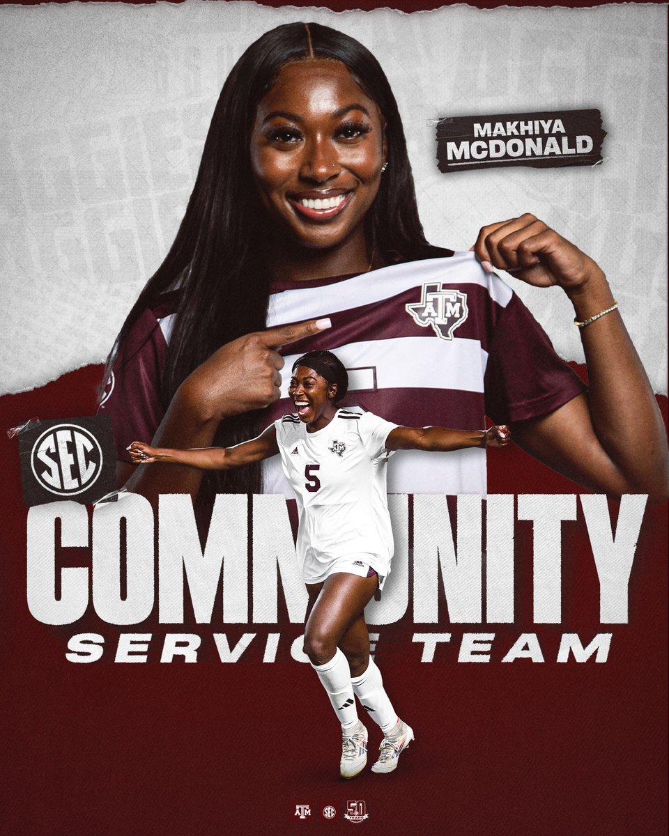 Congrats to <a href="/makhiyamc/">MaKhiya</a> on being named to the 2024 SEC Community Service Team 👍

#GigEm | #secsoc