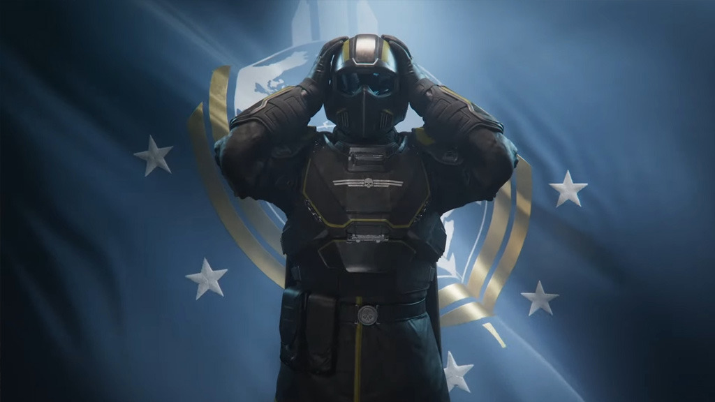 RogKawa's tweet photo. When a communications #officer   from Malevelon Creek "Black Guard" joins your team  in #Helldivers2 #Democracy  #PTSD  #Steam  #fyptwitter  😅  #cooperation https://t.co/UE7O2wfZXP
