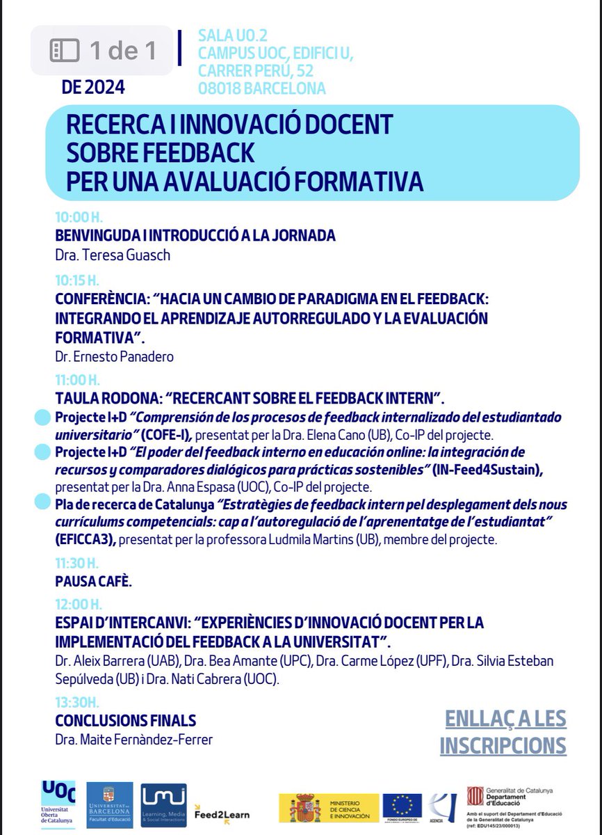 Demà la <a href="/BeatrizAmante/">Beatriz Amante</a> estarà a aquest symposi de recerca en innovació docent!
Ens veiem allà!